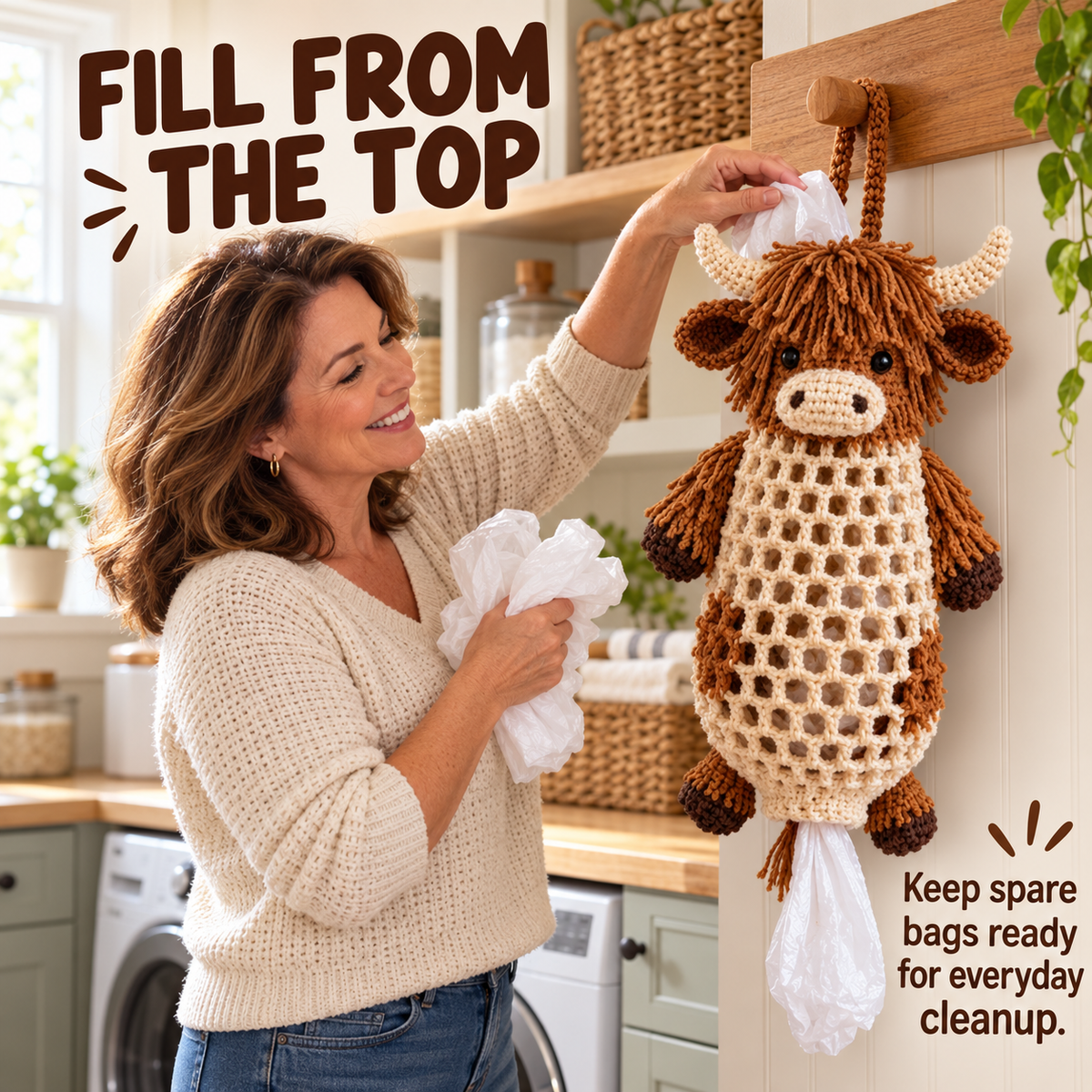 Crochet Animal Bag Holder DIY Kit – Cute & Functional Hanging Storage Craft Kit