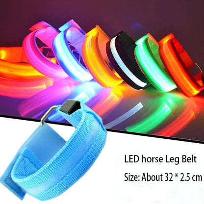 4-Pack LED Horse Leg Visibility Straps – 3 Lighting Modes, 5 Color Options, Adjustable Fit for Evening Riding & Equestrian Activities