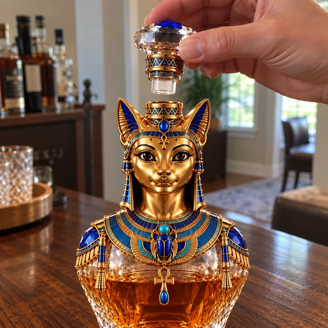 Ancient Egyptian Bastet Cat Goddess Whiskey Decanter