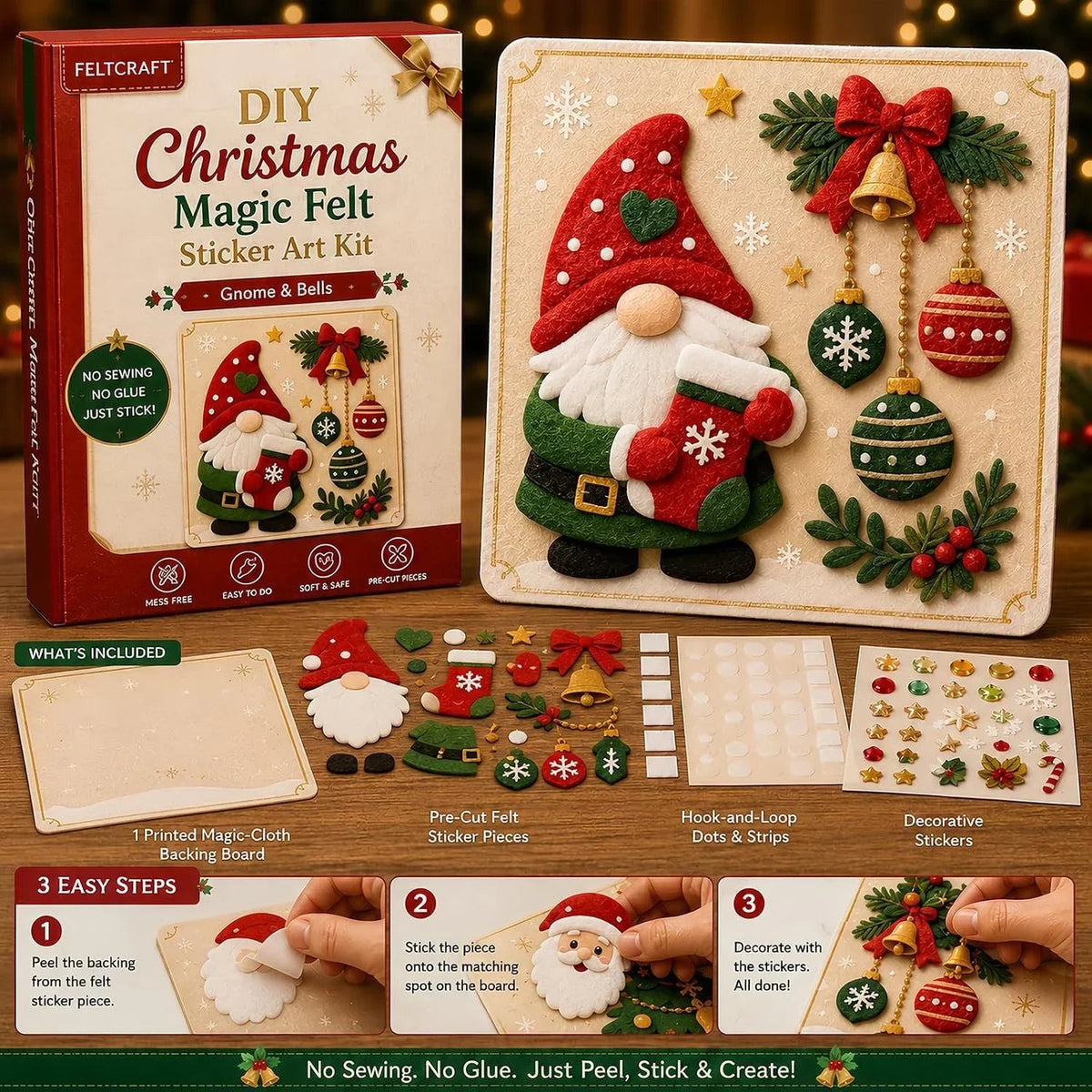 🎄✨ Cozy Christmas Felt Art Craft Kit – Reusable DIY Family Activity & Creative Christmas Gift 🎁❤️