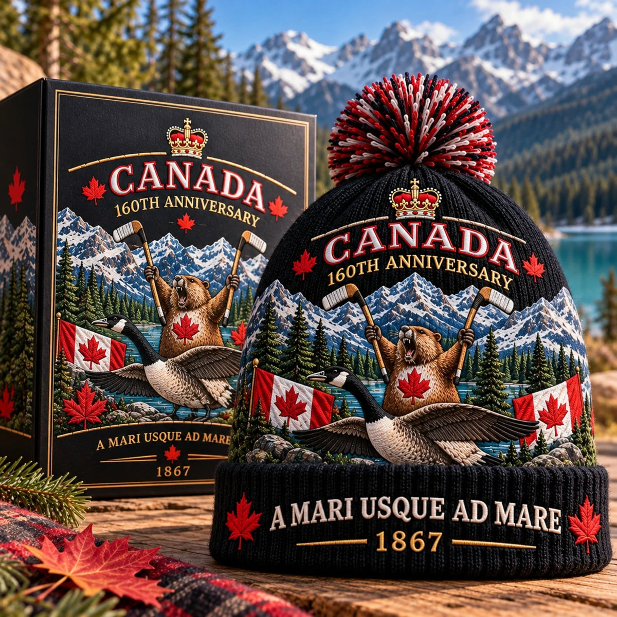 🇨🇦 Canada 160th Anniversary Knit Beanie – Soft, Stretchy & Cozy Winter Hat 🍁