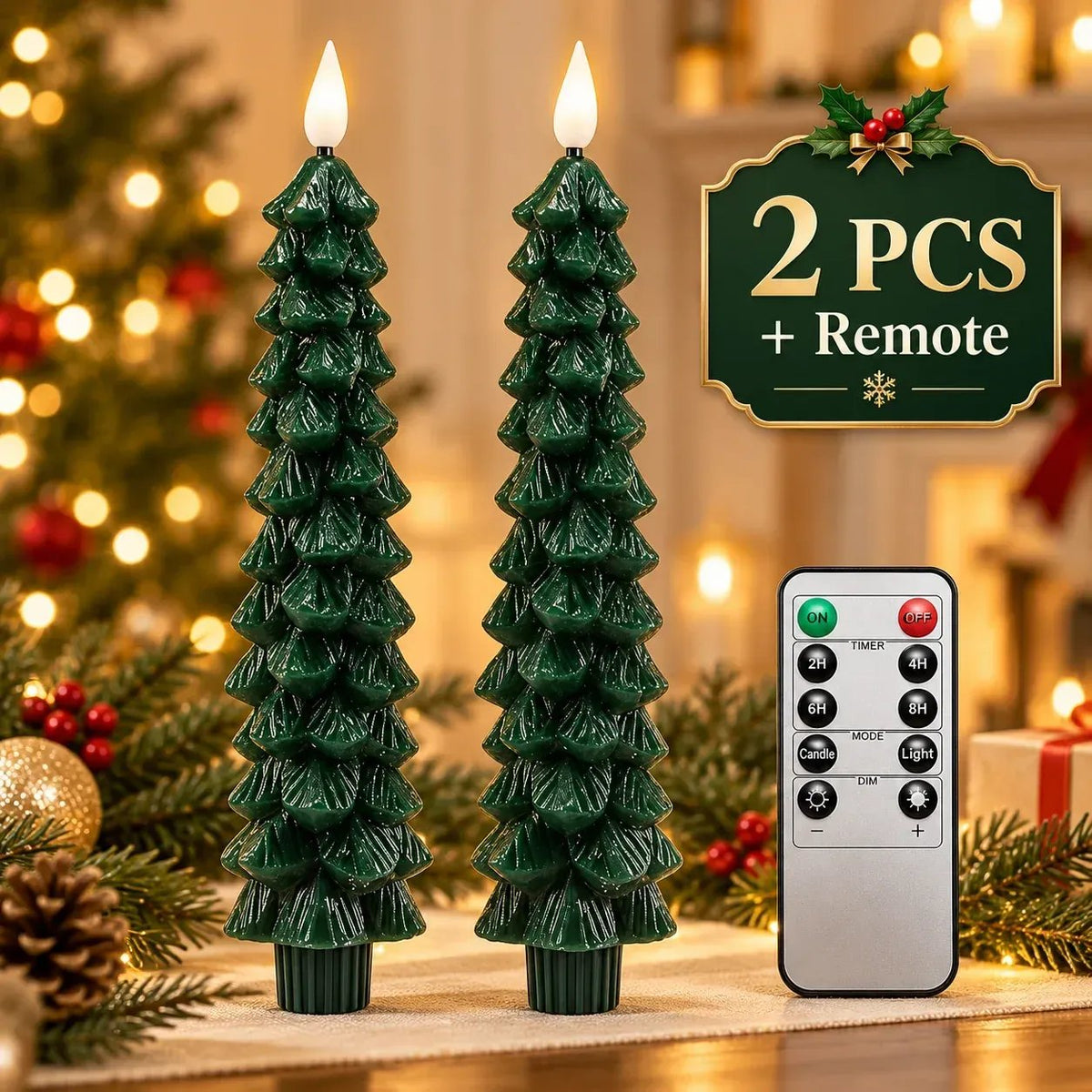 Remote Control Christmas Tree LED Candles – Flameless Flickering Holiday Decor