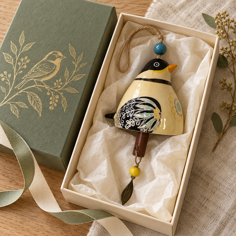 Cream ceramic bird in a styled gift box; packaging not confirmed
