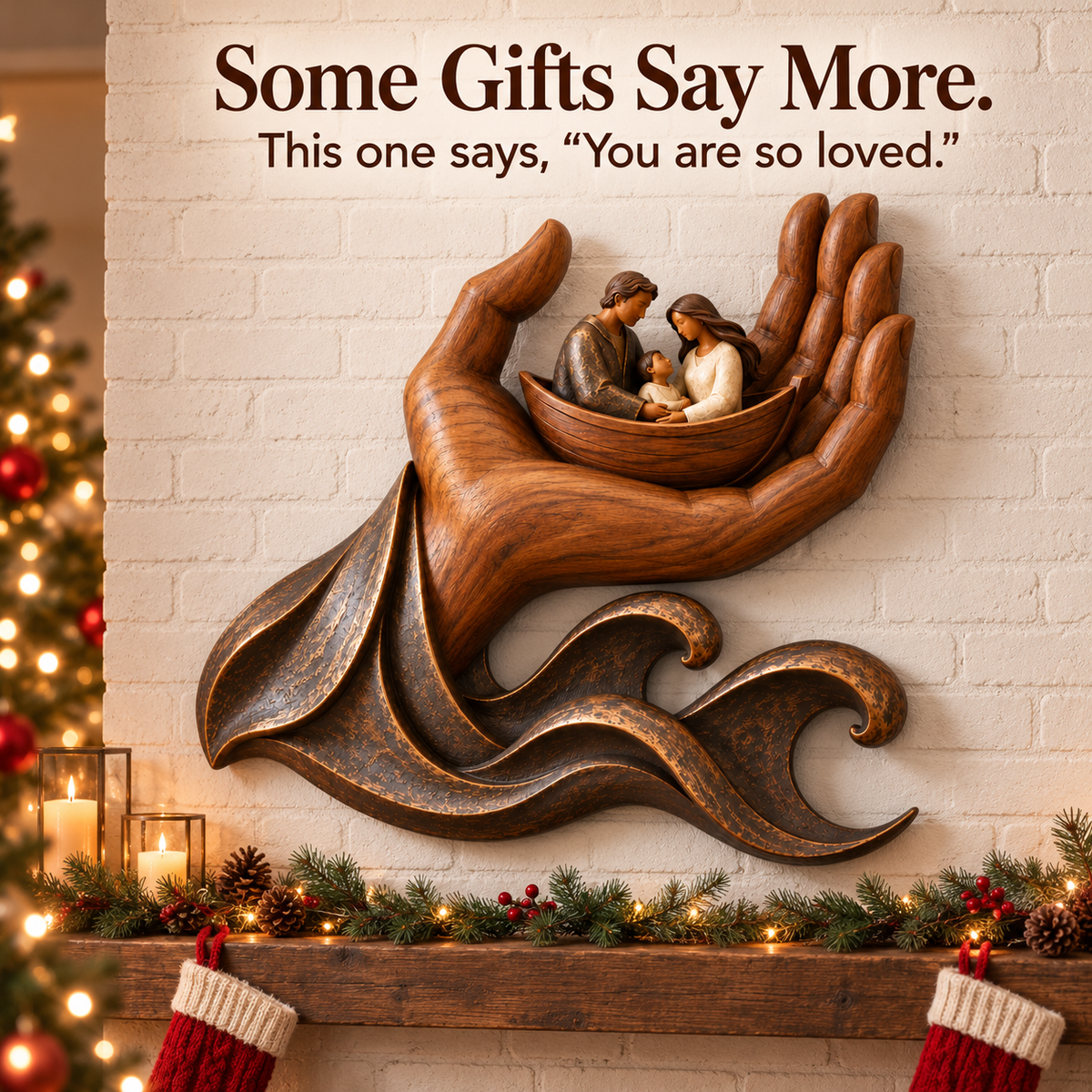 🤲 Held in His Hand – Family Boat Wall Sculpture