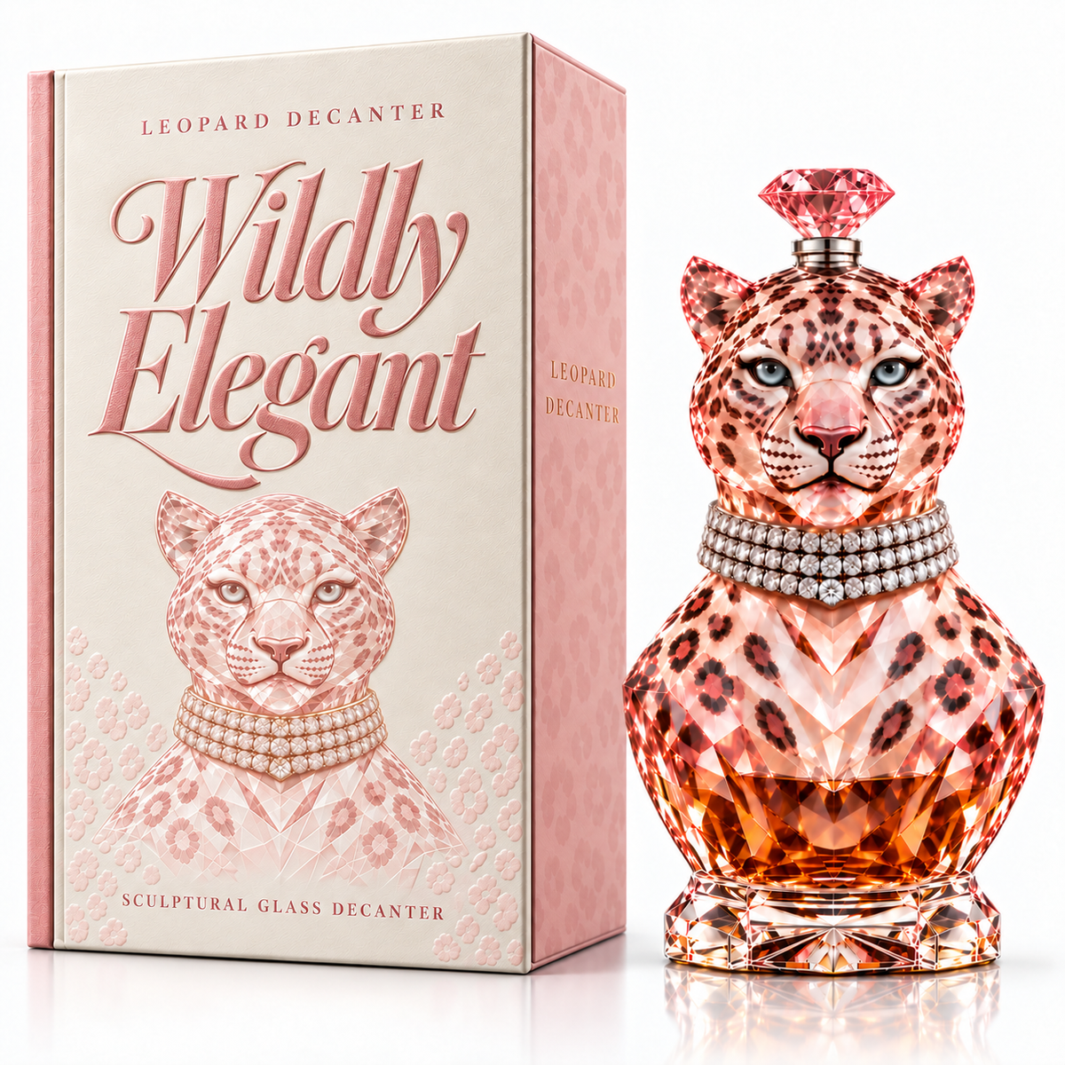 🐆 Wildly Elegant Pink Leopard — Limited Collector’s Edition | Vase, Diffuser & Decanter ✨