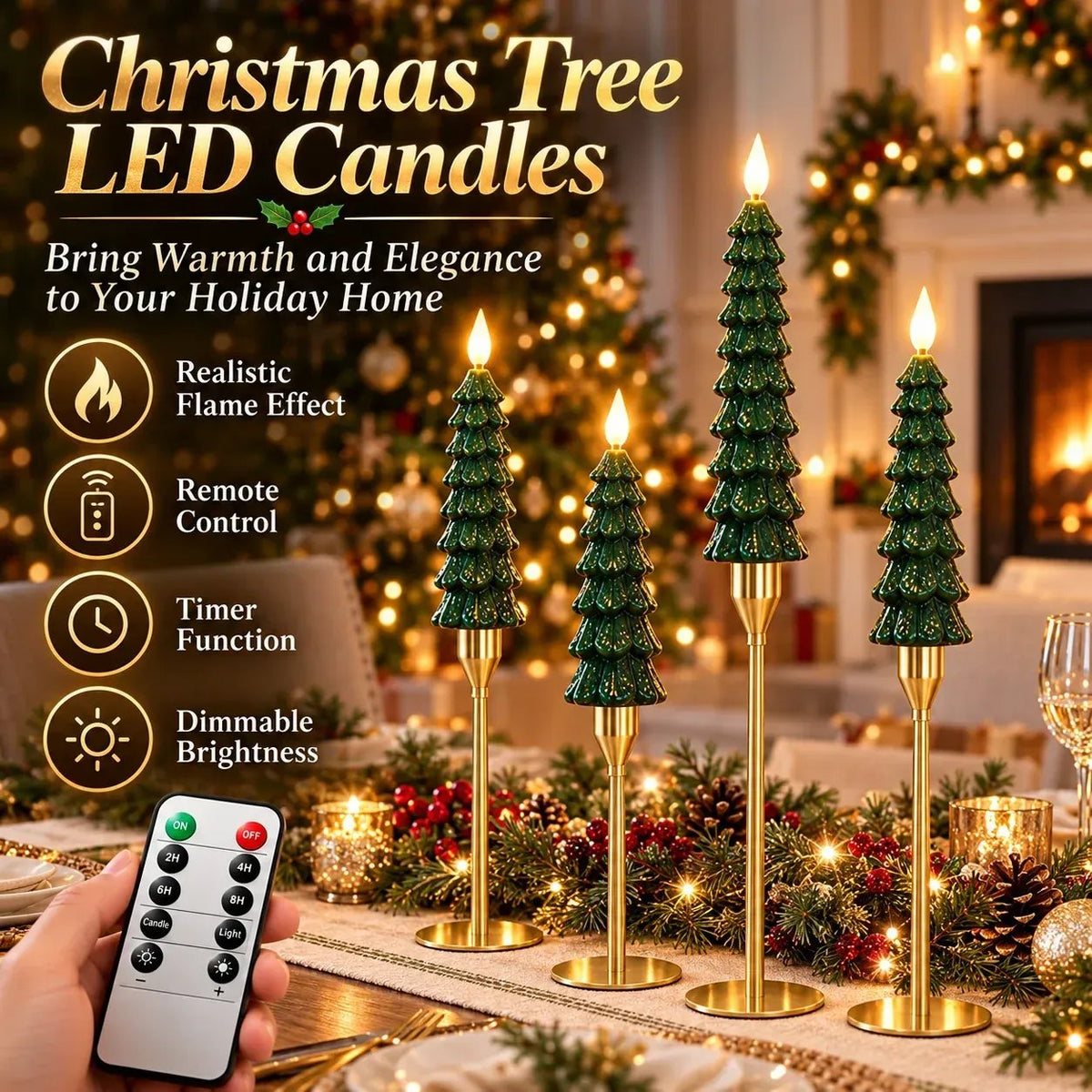 Remote Control Christmas Tree LED Candles – Flameless Flickering Holiday Decor
