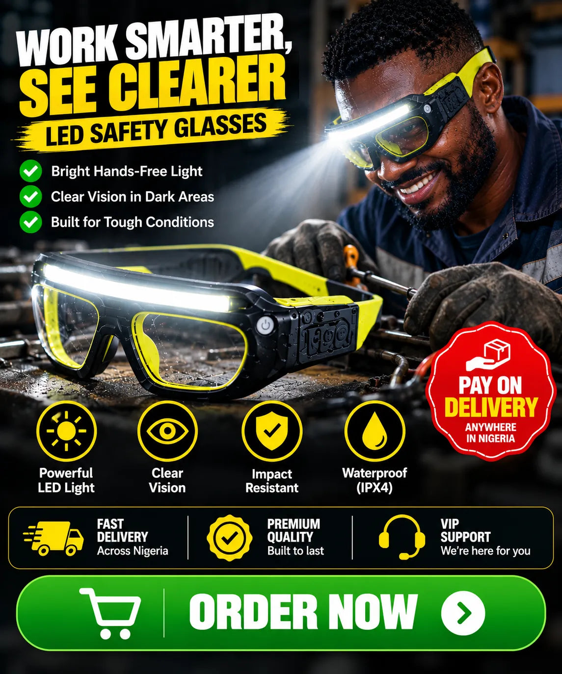 Hands-Free Vision LED Work Light Glasses