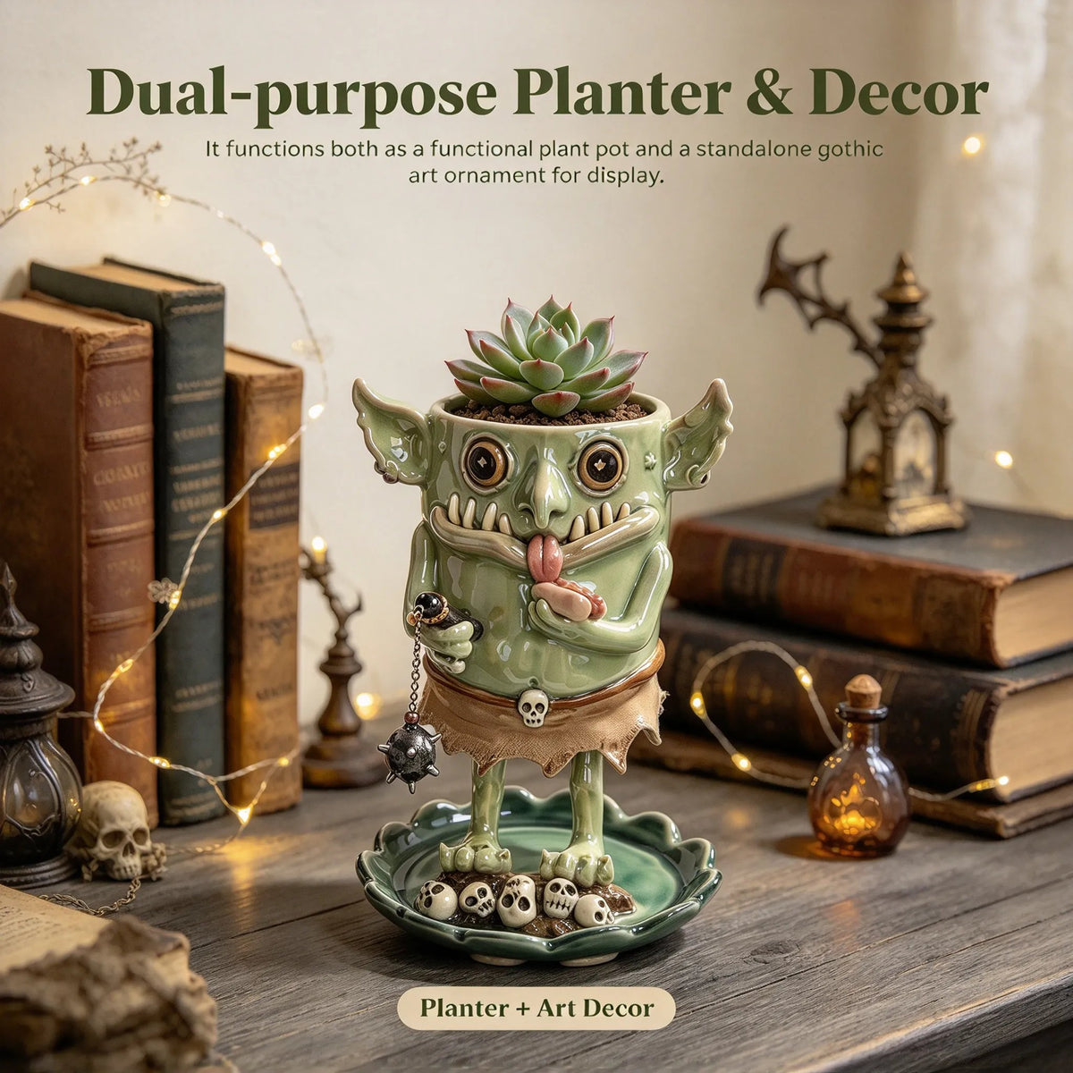 👺Handmade Gothic Goblin Ceramic Planter