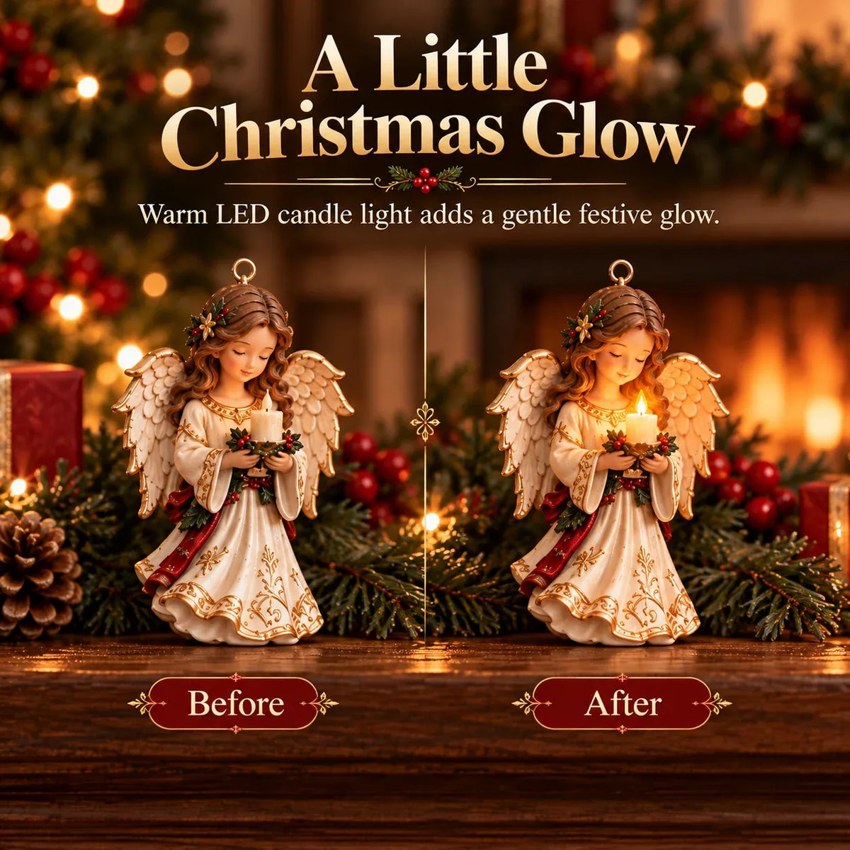 🎄 7-Piece Vintage Christmas Garland | Removable 3D Ornaments