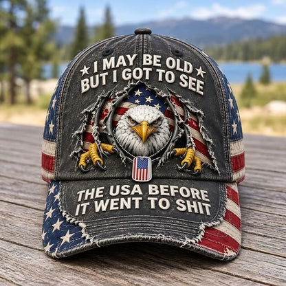 🦅🇺🇸 American Bald Eagle Embroidered Vintage Baseball Cap
