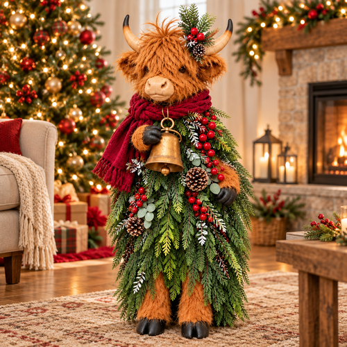 Highland Cow Christmas Greeter – A Charming Holiday Welcome