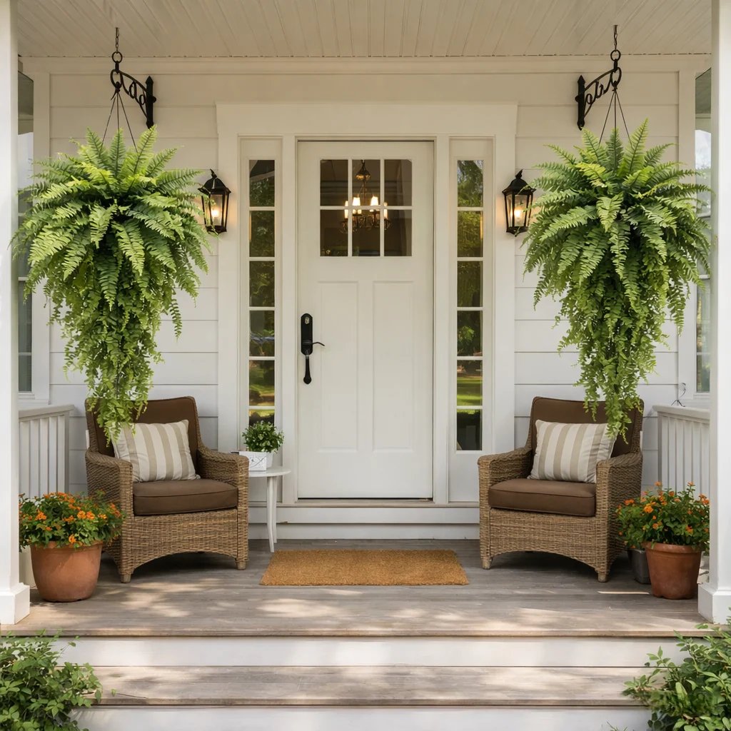 🌱 Boston Fern Hanging Plant — Lifelike, Large & UV-Resistant