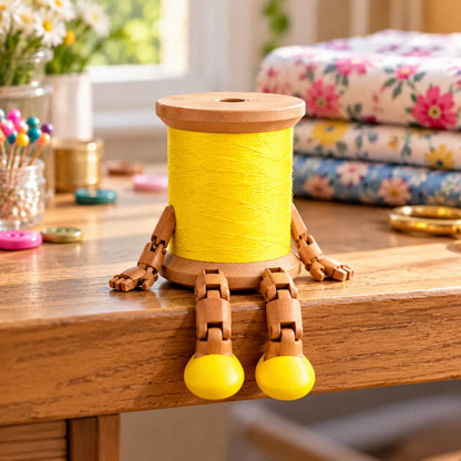 Cute Thread Spool Character Figurine