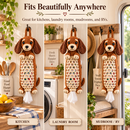 🐶 Cozy Dachshund Crochet Hanging Organizer