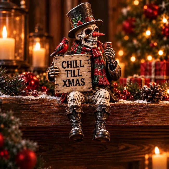 💀🎄 Naughty Christmas Skeletons – 6-Style Gothic Holiday Shelf Sitters.