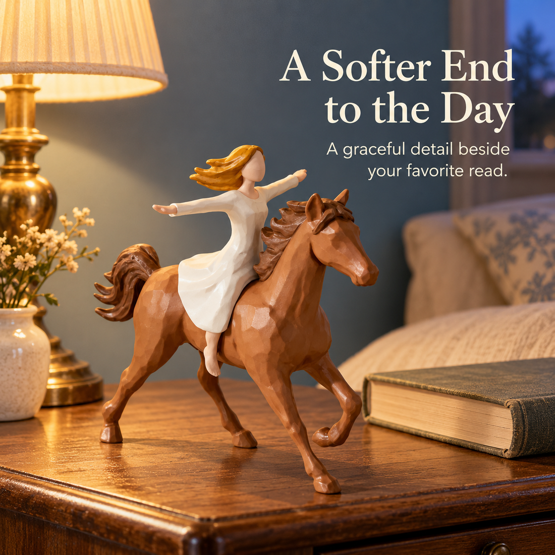 Make a Corner Feel Like You — girl riding horse figurine