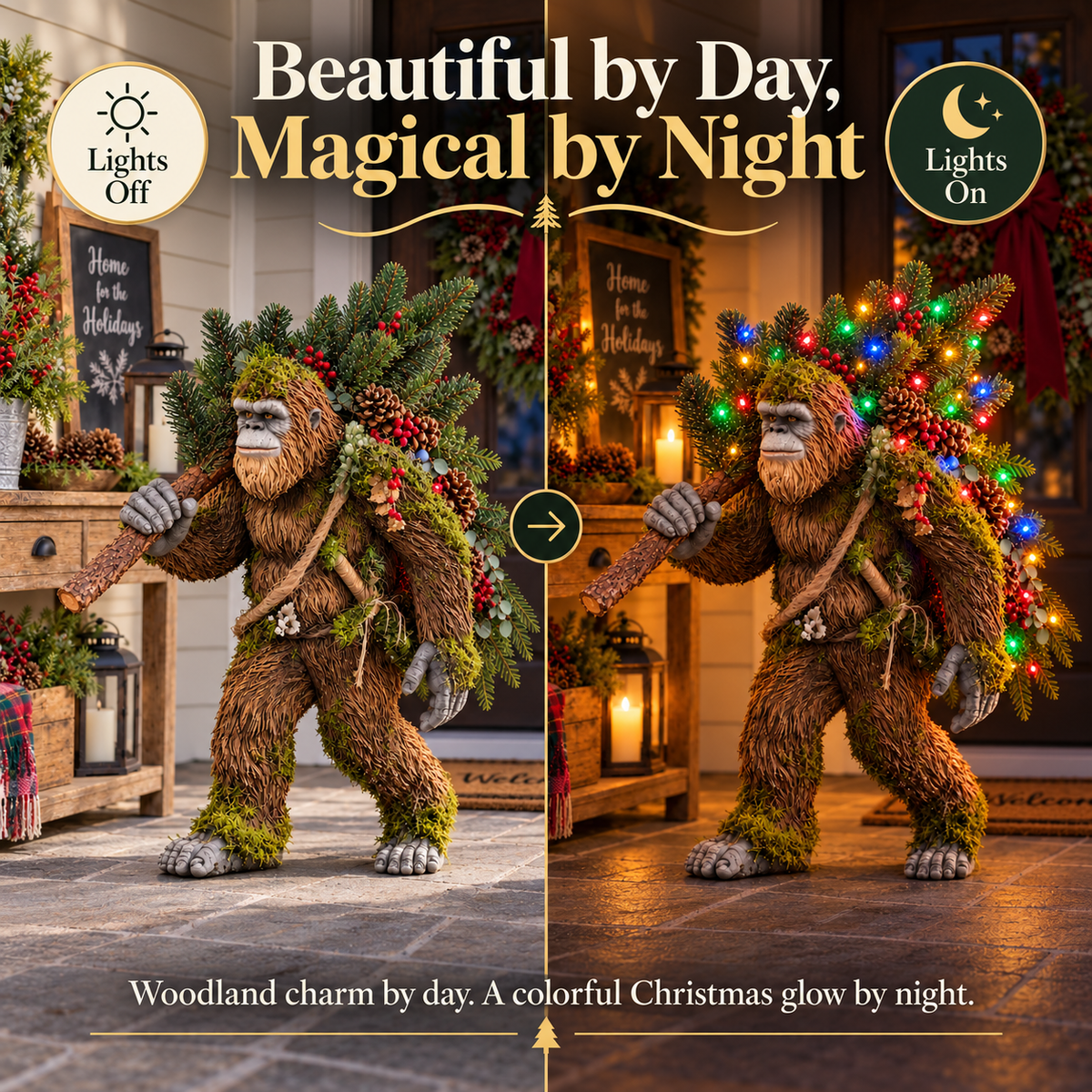 🎄 Woodland Sasquatch – Lighted Christmas Porch Decor