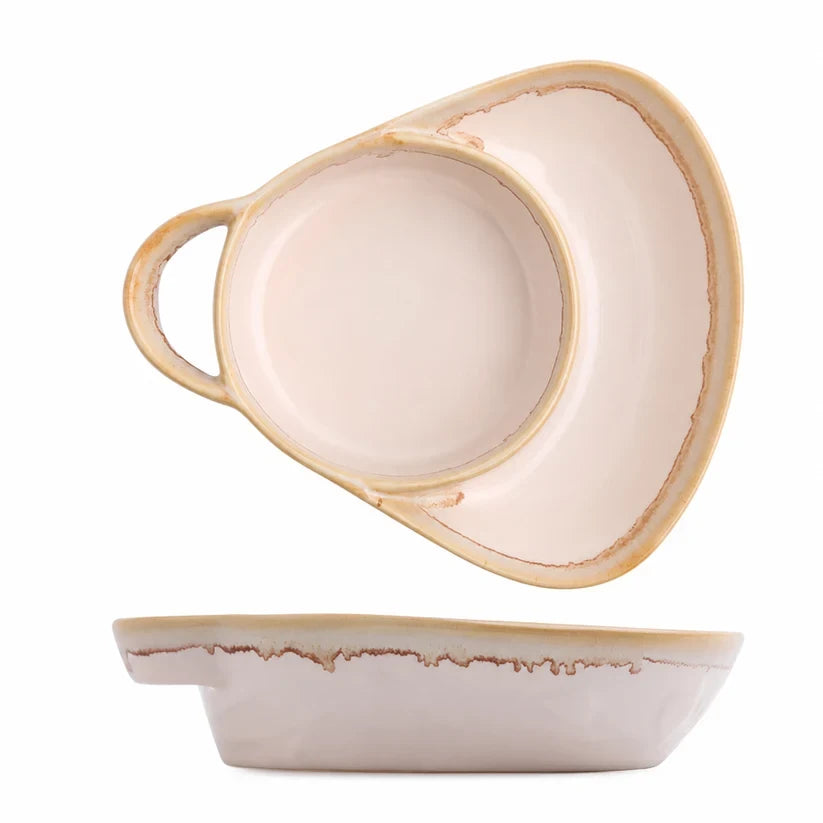 Warm apricot ceramic divided baking dish