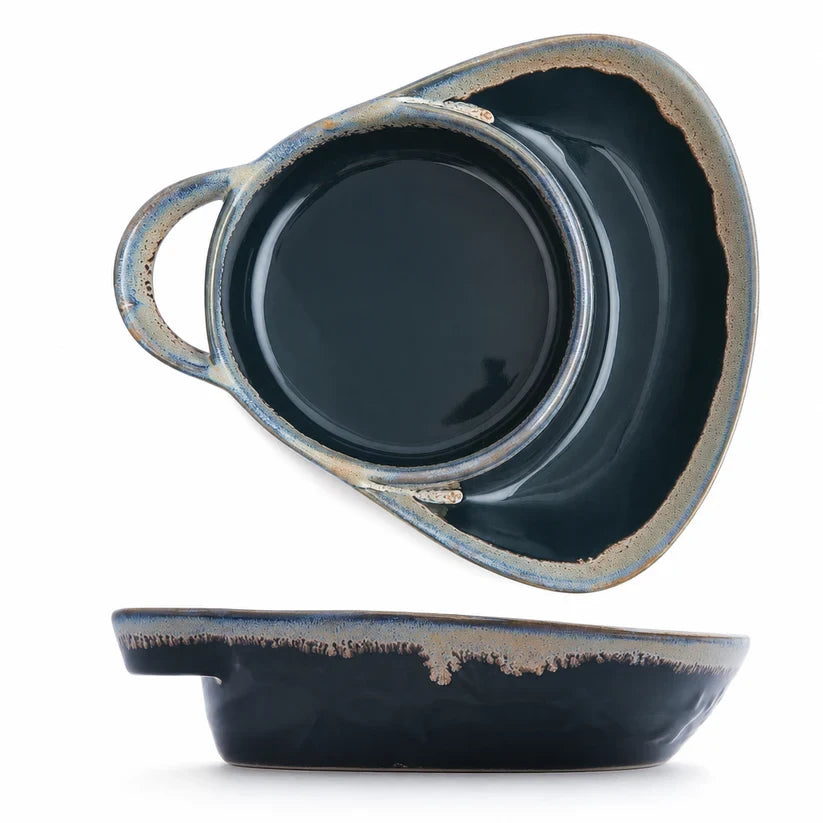 Cobalt blue ceramic divided baking dish