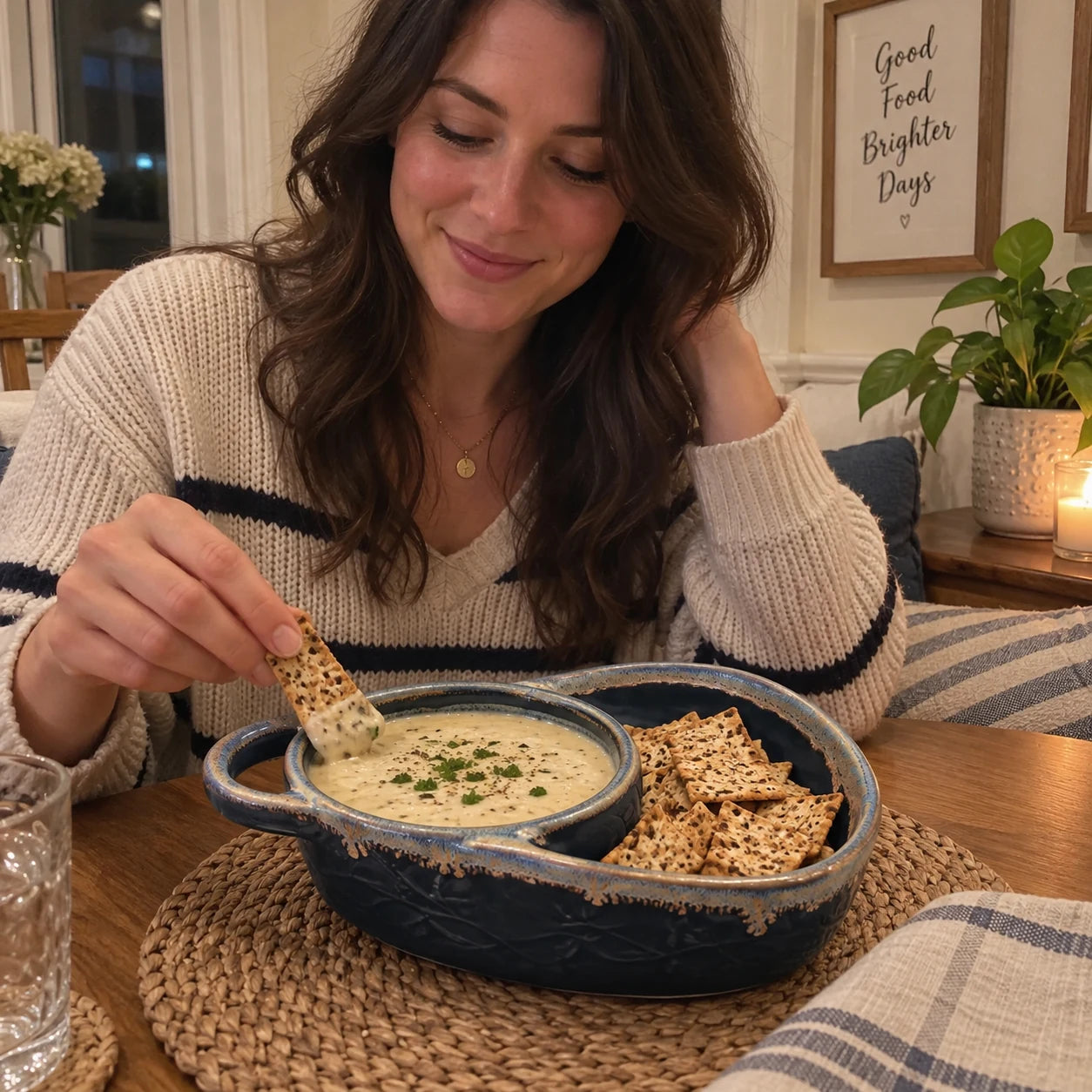 Review lifestyle image - blue ceramic dish