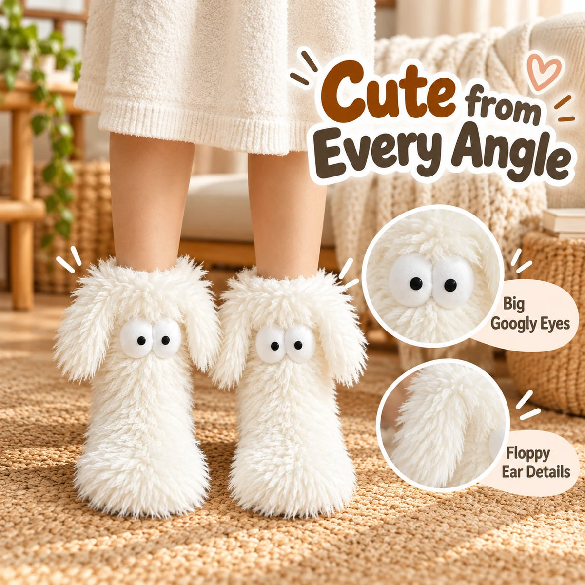 OFF⚡50K+ SOLD💕Women's Plush Slippers Socks Floor Socks Winter Home Indoor Thickened Fleece-Lined Anti-Slip Adult Women's Plush Snow Socks Shoe Covers