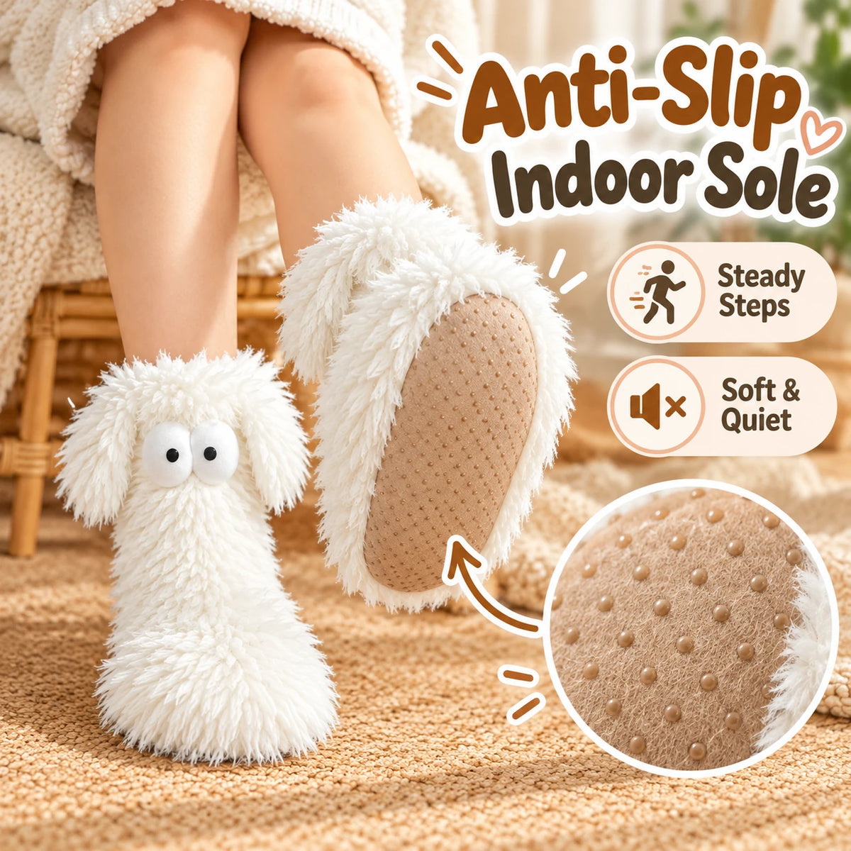OFF⚡50K+ SOLD💕Women's Plush Slippers Socks Floor Socks Winter Home Indoor Thickened Fleece-Lined Anti-Slip Adult Women's Plush Snow Socks Shoe Covers