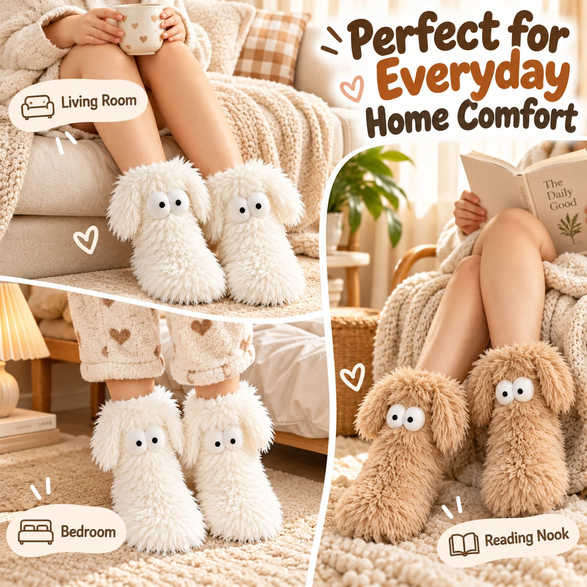 OFF⚡50K+ SOLD💕Women's Plush Slippers Socks Floor Socks Winter Home Indoor Thickened Fleece-Lined Anti-Slip Adult Women's Plush Snow Socks Shoe Covers