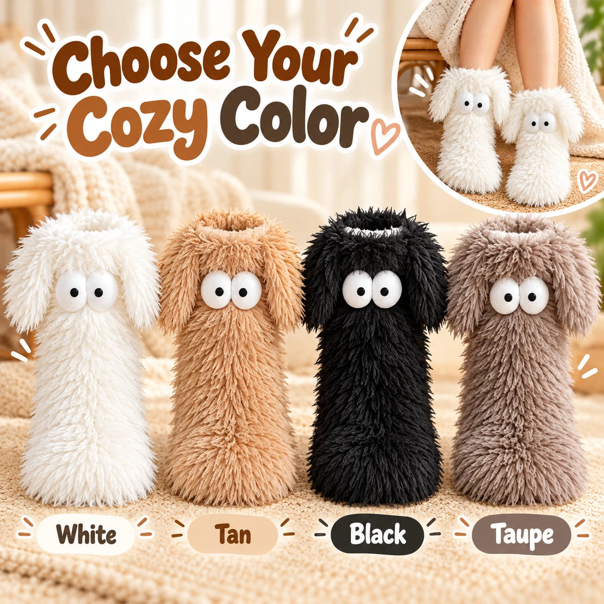 OFF⚡50K+ SOLD💕Women's Plush Slippers Socks Floor Socks Winter Home Indoor Thickened Fleece-Lined Anti-Slip Adult Women's Plush Snow Socks Shoe Covers