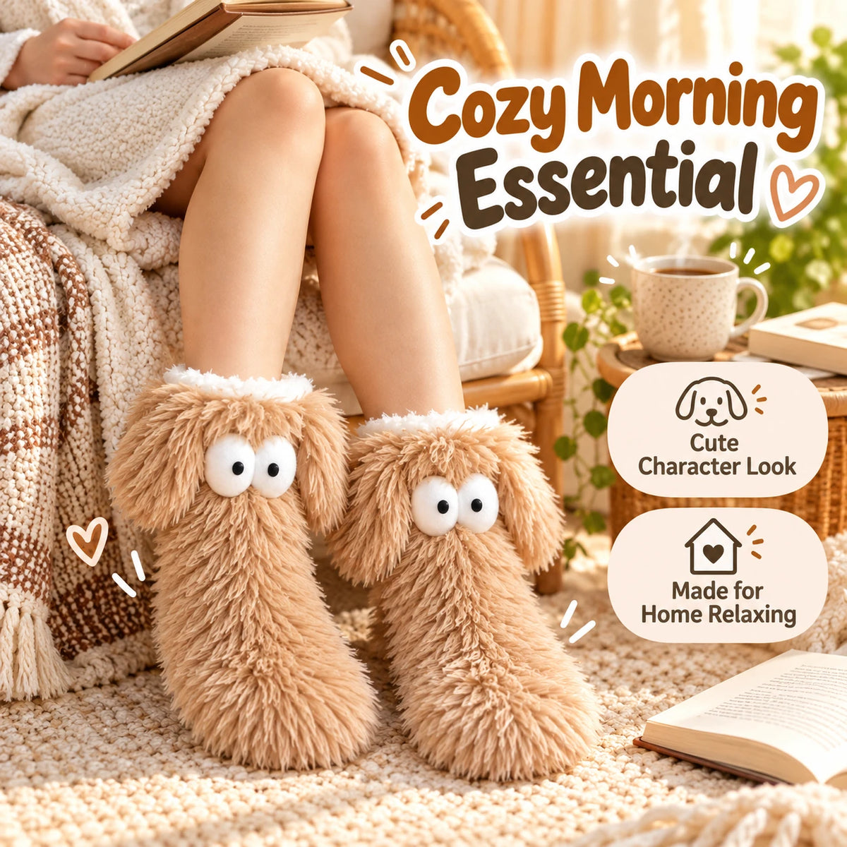OFF⚡50K+ SOLD💕Women's Plush Slippers Socks Floor Socks Winter Home Indoor Thickened Fleece-Lined Anti-Slip Adult Women's Plush Snow Socks Shoe Covers