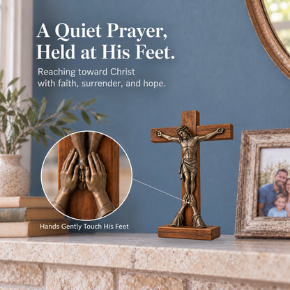 At His Feet Tabletop Crucifix