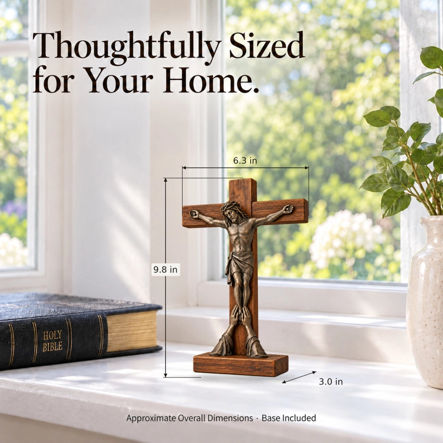 At His Feet Tabletop Crucifix