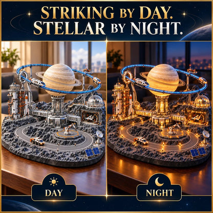 🚀 Orbit Station — Illuminated Spaceport with Moving Trains & Rotating Planet