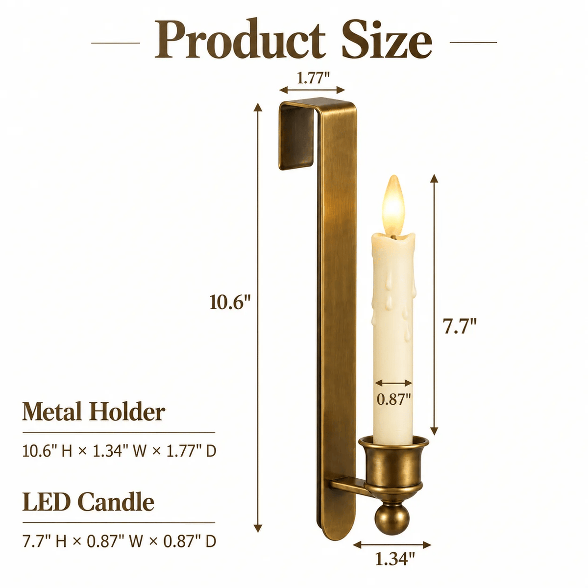 🕯 3-Pack Vintage Brass Cabinet Candles with Remote