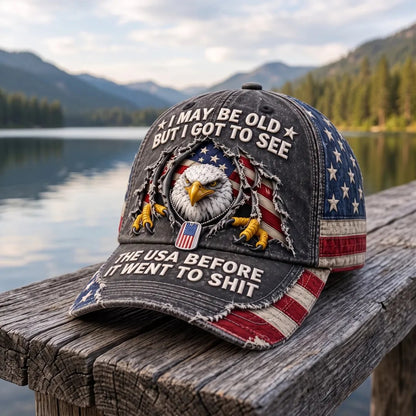 🦅🇺🇸 American Bald Eagle Embroidered Vintage Baseball Cap