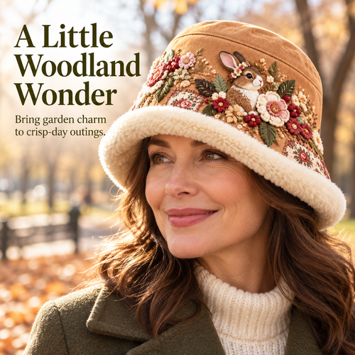 🌸 Women’s Warm Plush-Lined Winter Bucket Hat – Cute Floral & Animal Prints ❄️