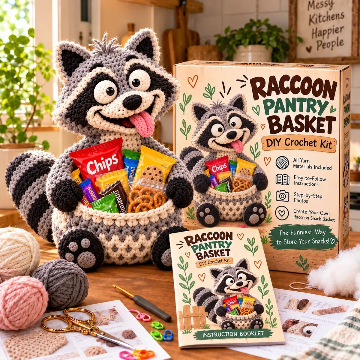 Funny Animal Crochet Snack Basket DIY Kit
