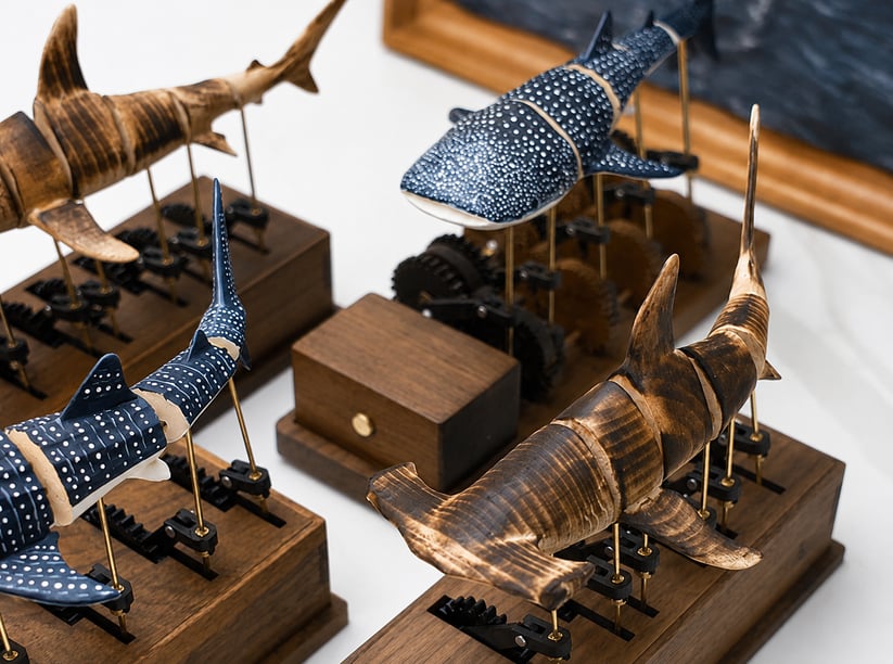 🌊Handcrafted Wooden Ocean Animal Mechanical Model