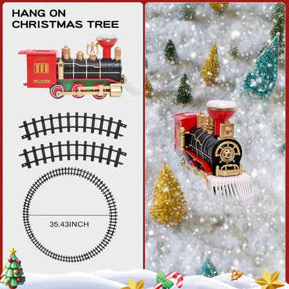 🚂🎄Electric Christmas Train Set Around Tree – Holiday Train Decoration with Lights, Sound & Smoke Effects for Kids & Family