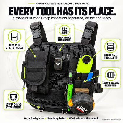 🛠️ Hands-Free Multi-Pocket Chest Tool Organizer – Keep Every Essential Within Reach
