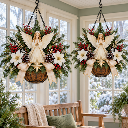 🎄 CHRISTMAS LIMITED-TIME 50% OFF | Christian Christmas Hanging Basket™ – Angel & Dove Faith-Inspired Holiday Porch Decor