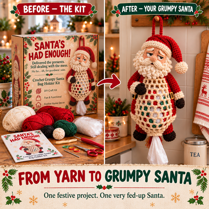 🎄 Christmas Crochet Bag Holder DIY Kit – 4 Funny Festive Designs | A Gift With a Bit of British Humour