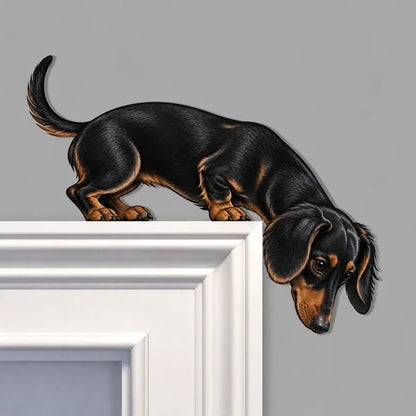 🐶🚪 Curious Pup Door Frame Accent – Playful Peeking Dog Decor for Pet Lovers
