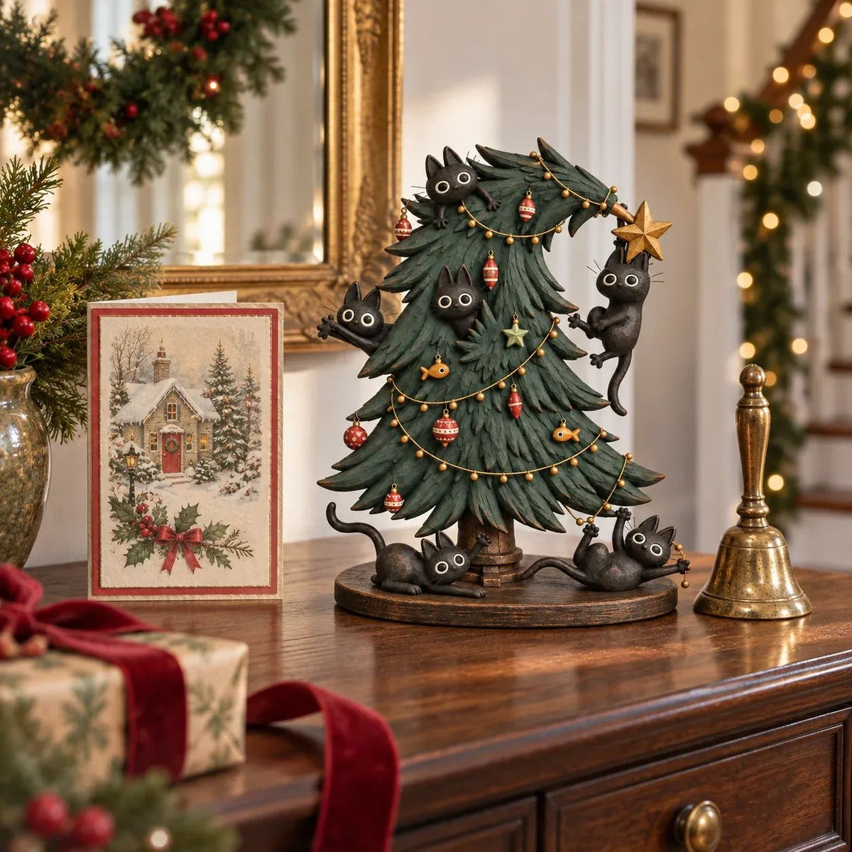 🎄 Cute Black Cat Christmas Tree Decor