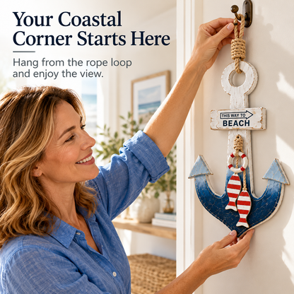 Lighted Coastal Wooden Anchor Wall Decor