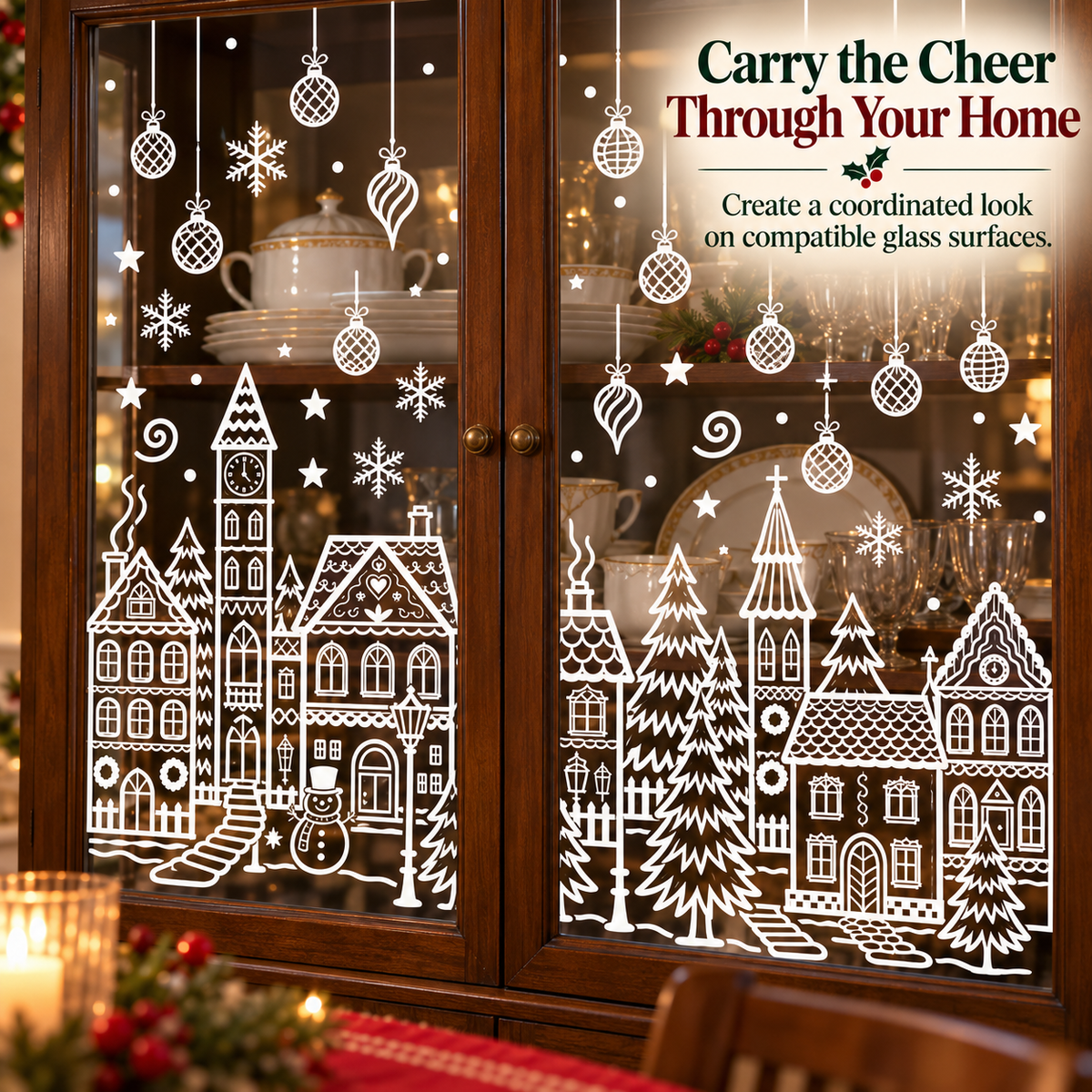 🎄 Snowy Christmas Village Window Decorations ❄️