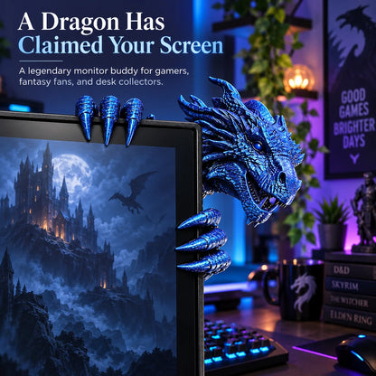 Legendary Dragon Screen Guardian – 3D Fantasy Monitor Corner Figurine, Unique Gaming Desk Decor & Gifts for Dragon Lovers