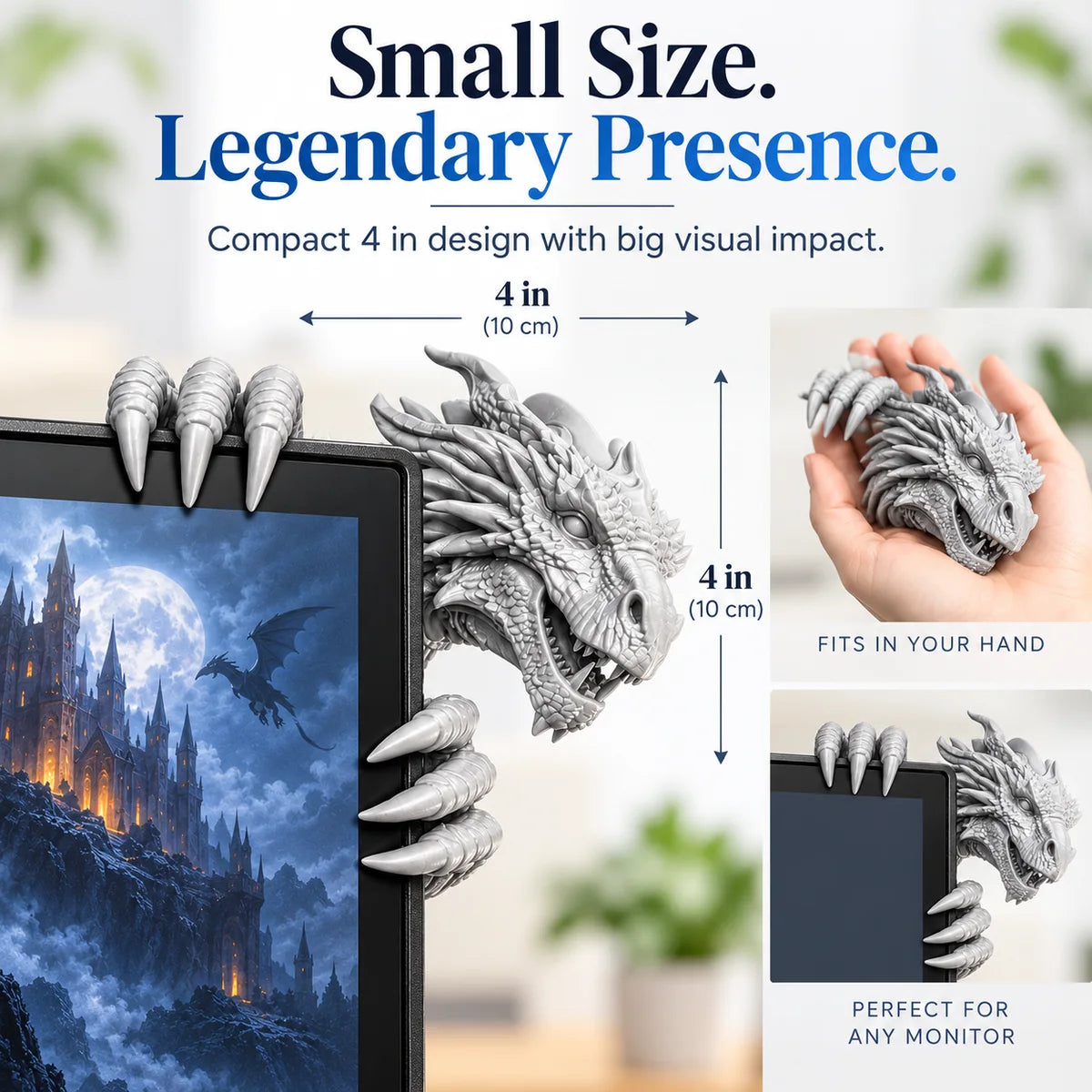 Approximate four inch ten centimeter dragon decoration dimensions