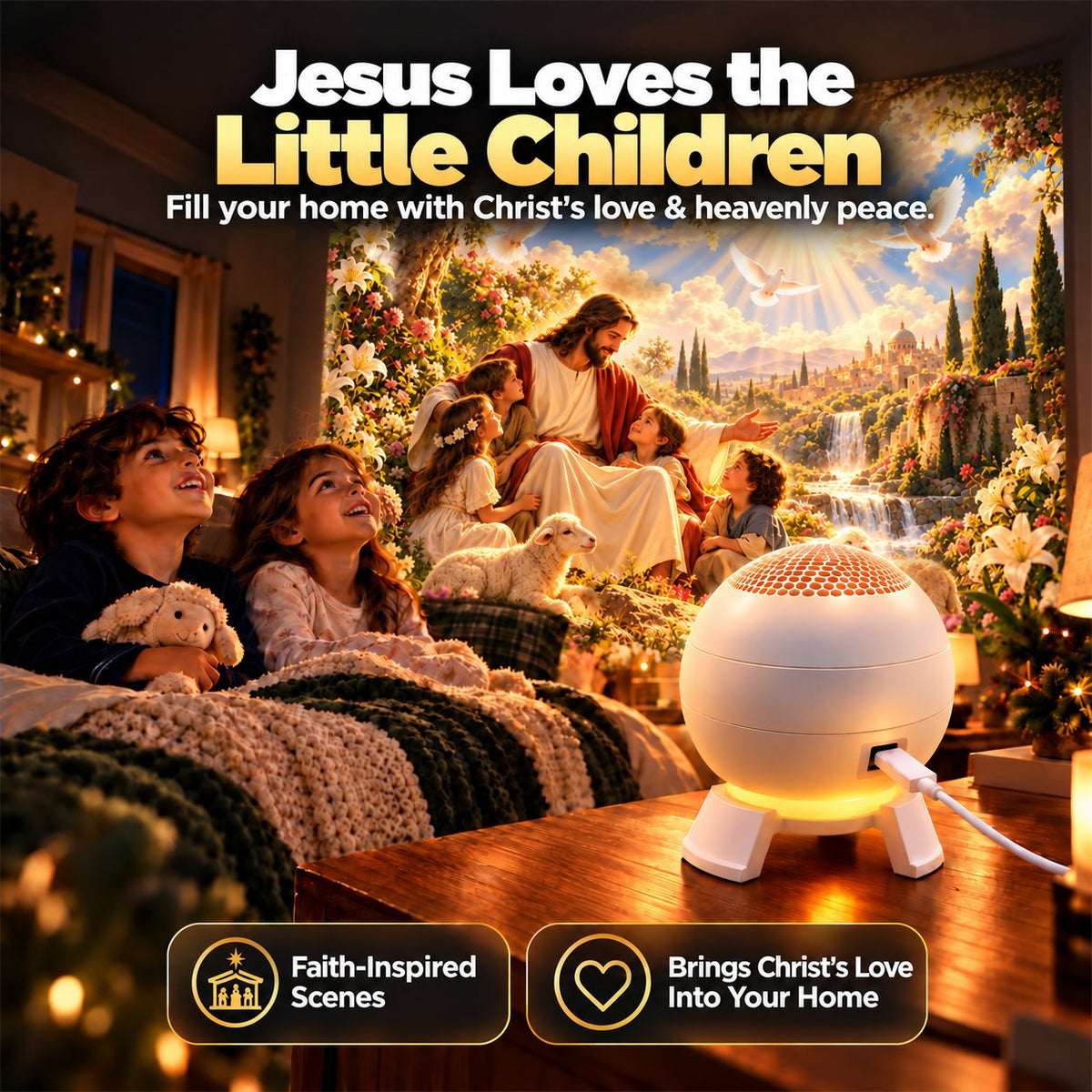 ⏰Today Only -49% OFF🔥✝️ Jesus Loves the Little Children 5D Projection Light – Fill Your Home With Christ’s Love & Heavenly Peace
