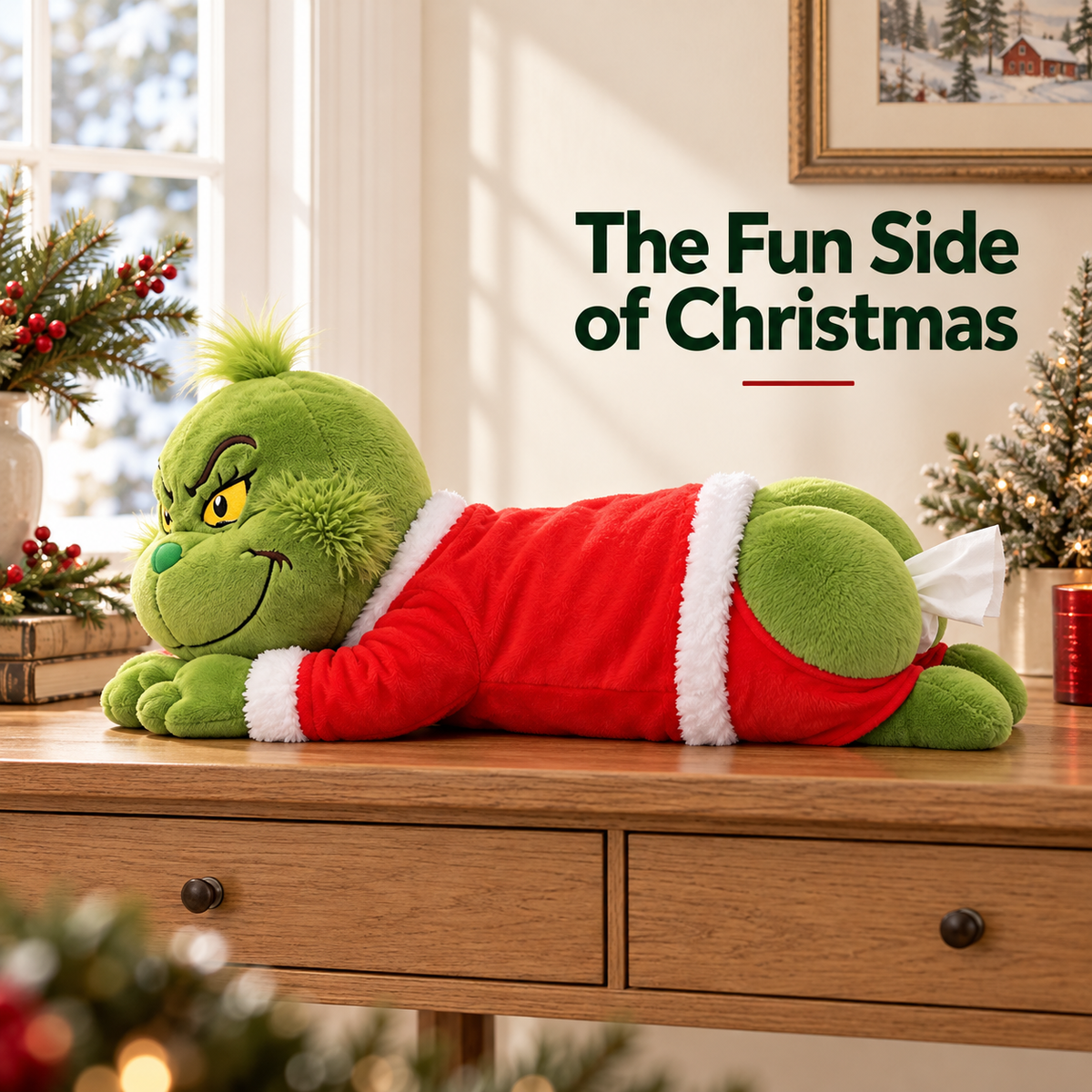 🎄 Funny Christmas Plush Tissue Box Cover – A Cheeky Holiday Surprise! 😂