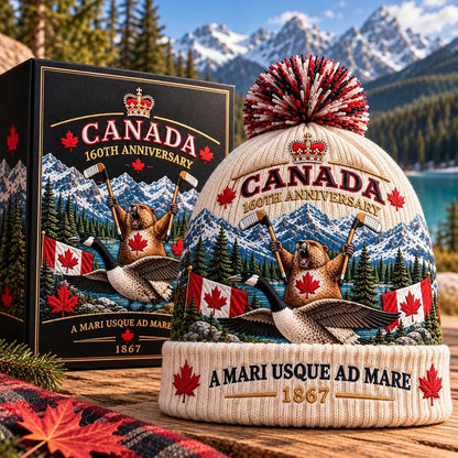 🇨🇦 Canada 160th Anniversary Knit Beanie – Soft, Stretchy & Cozy Winter Hat 🍁